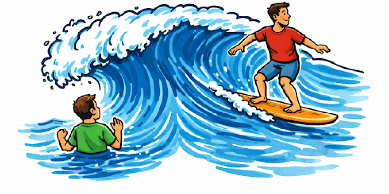 Two people on a wave